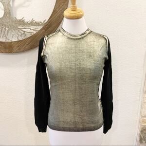 Laviniaturra Painted Metallic Italian Merino Wool Sweater Black Pewter